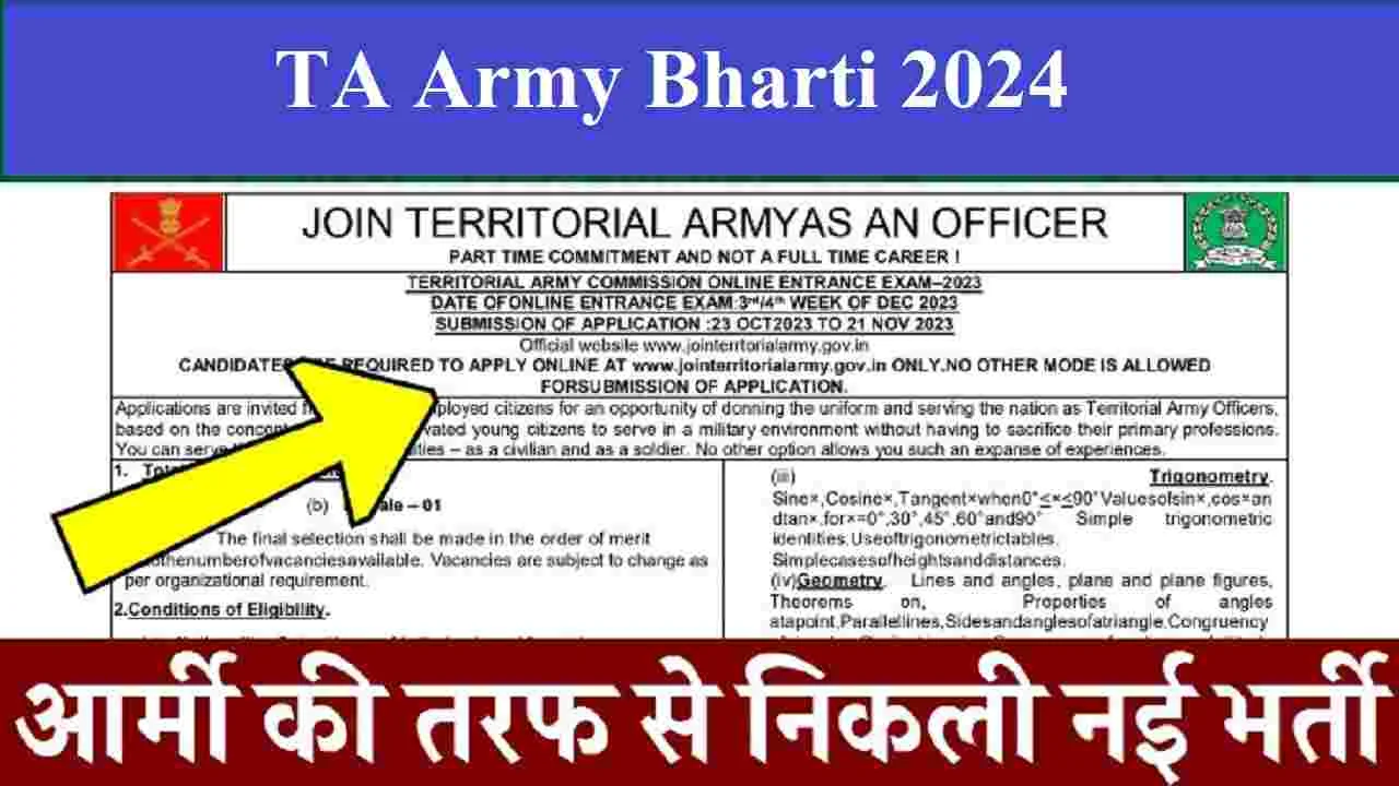 TA Army Bharti 2024 का नोटिफिकेशन हुआ जारी देखे क्या मांगी है योग्यता